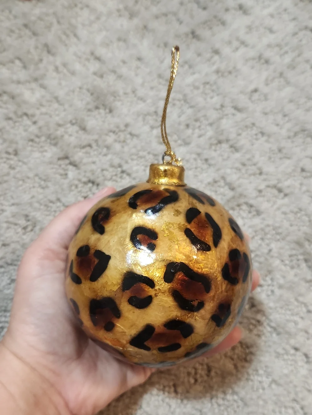 Pier 1 Gold Leopard Print Christmas Ornaments Decorative Hanging Holiday Tree